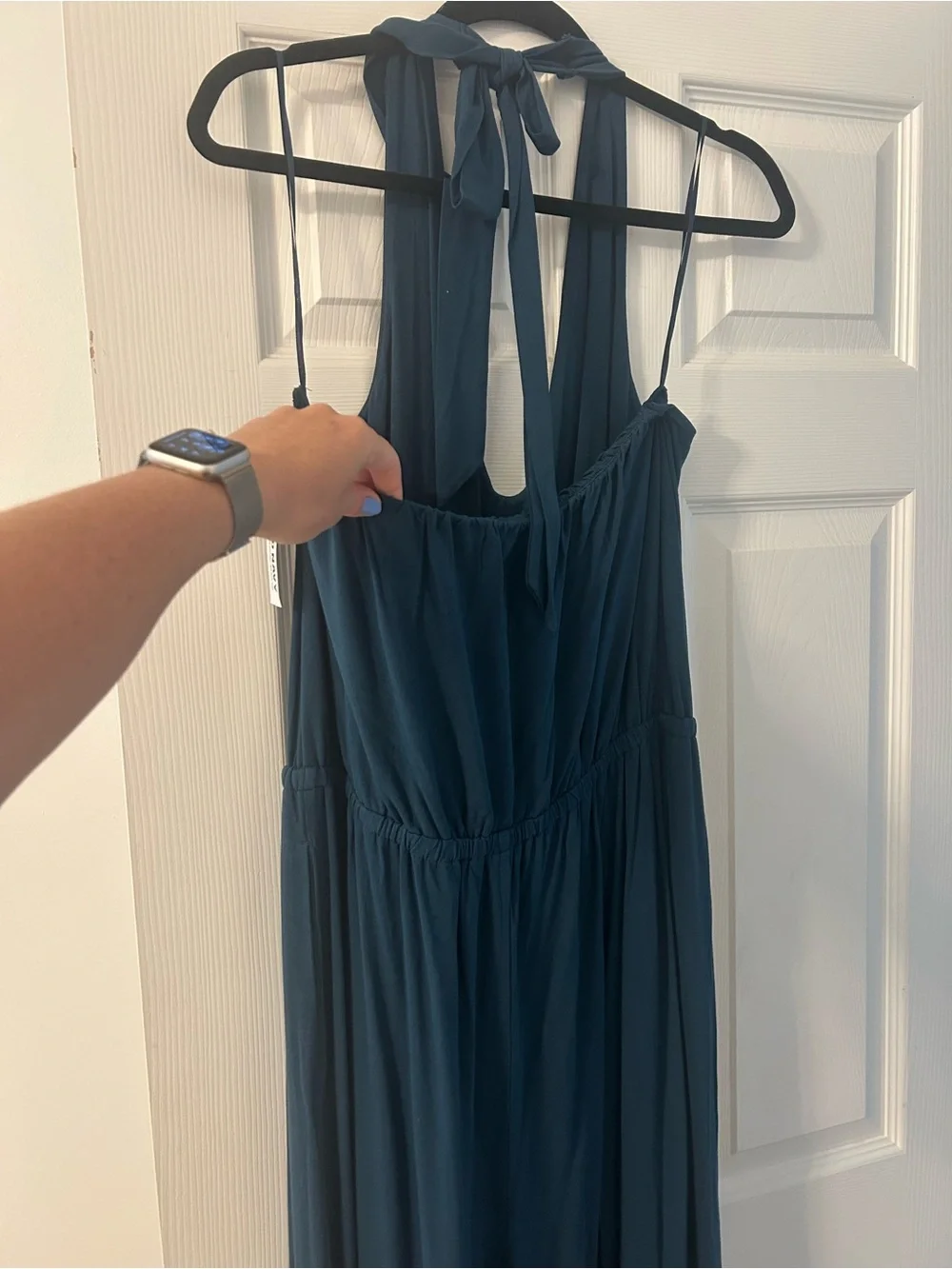 Old Navy Waist-Defined Halter Jumpsuit in the Tidewater (deep teal) TALL